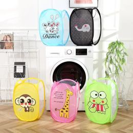 Organization Dirty Clothes Folding Storage Basket Household Childrens Toy Storage Box Open Mesh Sorting Basket Cartoon Color Random Product