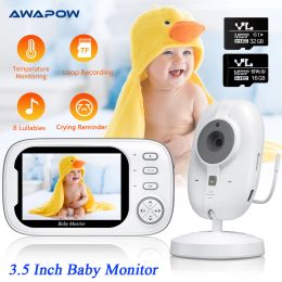 Monitors Awapow 3.5inch Video Baby Monitor with Camera High Hd Wireless Baby Nanny Security Camera Night Vision Temperature Monitoring