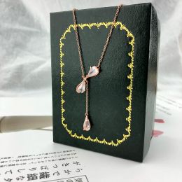 Necklaces LAMOON Sakura 925 Sterling Silver Pendant Necklace Cherry Blossoms Petal Rose Quartz 18K Rose Gold Plated Fine Jewellery LMNI086