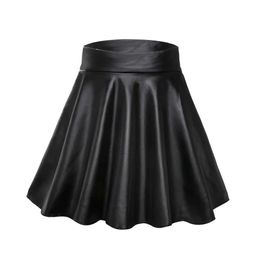 High Waist Elastic Mini Short Skirt Women Faux Leather Skirts 240419