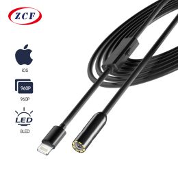 Cameras Industrial Endoscope HD960P Wired Camera Direct Connect with IPhone Ipad Pipe Inspection Borescope 8MM Lens 8LED IP68 Waterproof