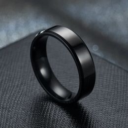 Bands Stainless Steel Black Rings for Women Wedding Rings Men Jewelry Width 6mm Custom engraving name Logo
