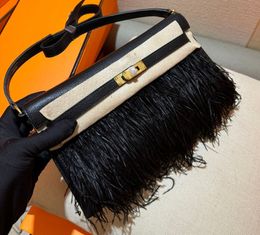 27cm shoulder handbags latest brand purse toppest fully handmade stitching designer bag chevres leather with ostrich fur many Colours wholesale price