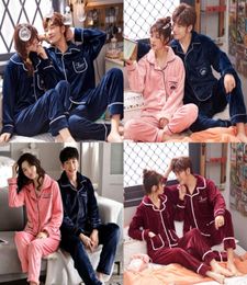 New Luxurious Silk Satin Couple Pajamas Set Long Sleeve Trousers Flower Printed Sleepwear Women Mens Silk Pyjamas Set Plus Size 3X1455966