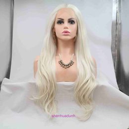 HD Body Wave Highlight Spets Front Human Hair Wigs For Women Big White 60# Long Curled Womens Wig Headset med kemisk fiber Högtemperatur Silk Qingdao Current