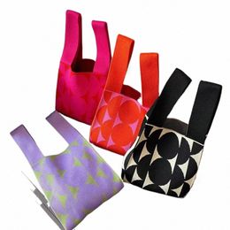 reusable Shop Bags Dopamine Dring Accories Knitted Handbag Mini Knot Wrist Bag Women Shoulder Bag Star Tote Bag Z5js#