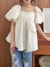 Women's Blouses Japan Style Chic Sleeve Jacquard Shirts Off Shoulder Two Ways To Wear Camisole Top 2024 Spring Summer Solid