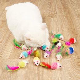 Toys 5Pcs Plush Simulation Mouse Cat Toys Pet Teasing Cat Interactive Toy for Kitten Gifts Pet Supplies Random Colour Toys for Cats