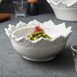 Bowls Texture Solid Color Ceramic Bowl Restaurant Thick Soup Pasta Salad Large Capacity Specialty Tableware
