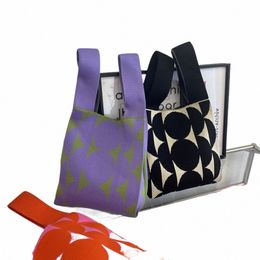 dring Accories Lunch Bag Cosmetic Bag Women Shoulder Bag Mini Knot Wrist Knitted Handbag Star Tote R7Kz#