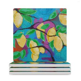 Table Mats Drop Ceramic Coasters (Square) Black Personalize Drinks Tea Cup Holders