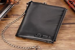 Cow Leather Men039s Wallet With Coin Purse Retro Fashion Thin Chain Black Short Card Holder Clutch Bag Wallets1071406