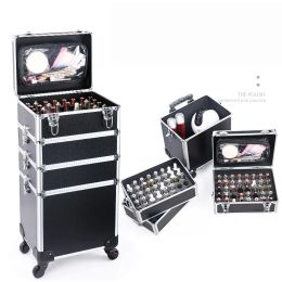 Carry-Ons Makeup Case Professional Aesthetic Manicure Artist Suitcase Wheeled Roll Luggage Big Capacity Beauty Cosmetics Trolley Tool Box