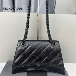 Balencig Le Cagole bag as Designer Handbag Womens Medium Chain Bag Shoulder Bags 100% Crushed Calfskin High Quality Lady Crossbody Black Silver with Bo