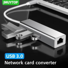 Hubs 4 in 1 Gigabit Ethernet USB C Hub Mini Size USB Type C 3.0 to RJ45 PD USB 3.0 OTG Adapter USB C Dock for MacBook Air Pro PC HUB