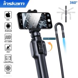 Cameras 360 Degree Steering Articulation Industrial Borescope Endoscope Cars Inspection Camera With 8 LED for iPhone Android 8.5MM