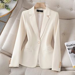 Women's Suits Beige Blazer Women Spring Autumn Jacket 2024 High End Casual Slim Office Ladies Work Coat Tops Female Outerwear 4XL