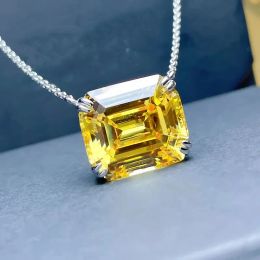 Necklaces High set 14 large crystal sugar powder diamond necklace clavicle chain rectangular emerald pagoda cut high carbon