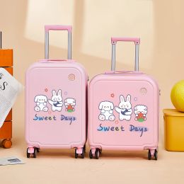 Luggage Kid's Luggage Cute Cartoon ABS+PC Children Trolley Password Travel Suitcase on Wheels Lightweight Zipper Rolling Luggage Case