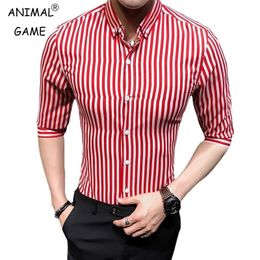 Shirts for Men Korean Slim Fit Half Sleeve Shirt Mens Casual Plus Size Business Formal Loose Wear Chemise Homme 5XL 240418