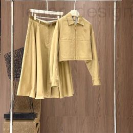 Two Piece Dress designer 2024 Early Spring New Style Fashionable and Simple Triangle Short Coat Belt Umbrella Half Skirt Set SEXS