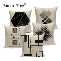 Pillow Geometric Animal Cover Black White Linen Decorative Pillowcase Square High Quality Print Custom Throw