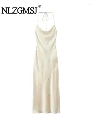 Casual Dresses Nlzgmsj Women Backless Slip Dress Woman Ruched Sleeveless Elegant Evening For Sexy Party