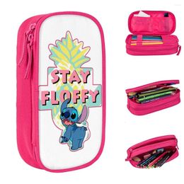 Stitch Stay Fluffy Pencil Cases Fashion Pen Holder Bag Kids Big Capacity Students School Cosmetic Box