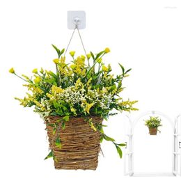 Decorative Flowers Front Door Basket Elegant Welcome Sign Silk And Rattan Design Spring Summer Home Decor For Weddings Parties