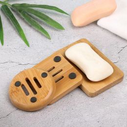 Dishes Hot Sale Wooden Soap Dish Box Portable Home Bamboo Tray Container Bathroom Toilet Wash Shower Holder Drain Bamboo Storage Box