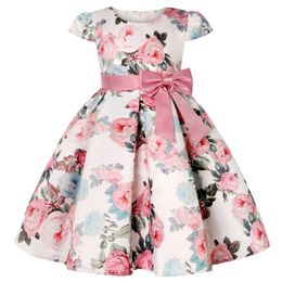 Girls Kids Flower Elegant Causal Princess Party Dresses Children Clothing Christmas Birthday Wedding Baby Girl Dress 240416