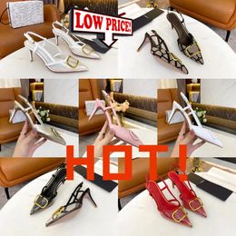 2024 With box Summer Designer Heel New Rivet High-heeled Shoes Dress shoes Women Nude Colour patent leather shallow mouth pointed toe sexy party 35-41