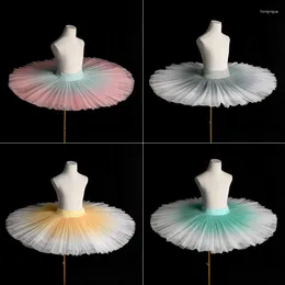 Stage Wear Girls Ballet Tutu Skrits Teen Kid Swan Lake Performance 5 Layers Dance Practice Skirt Gradient Dress