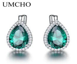 Umcho Green Emerald Gemstone Clip Earring 925 Sterling Silver Earrings For Women New Fashion Oval Birthstone Fine Designer Earring5124640