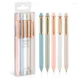 5pcs/set 0.5mm Mechanical Pens Kawaii Writing Tool Simple Solid Gel Korean Stationery Black Ink Press Office Supplies