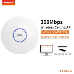 Routers WIFI Ceiling AP High Power Wireless Router 300Mbps Access Point QCA9533 LAN/WAN RJ45 Port 48V POE 2.4GHz For Indoor Room Hotel