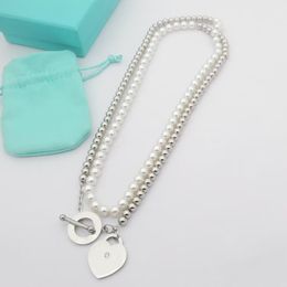 Fashion Exquisite letter Bracelet Heart Love Sterling Silver necklace necklaces Love Necklace Diamond Sweater Chain Net Hot Pendant necklace