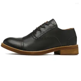 Dress Shoes Black Leather Brogue Men Cowhide Unisex British Derby Calf Women's Classic Formal Business