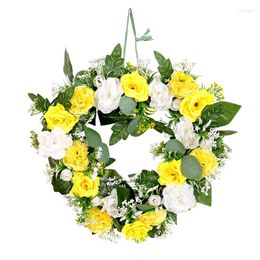 Decorative Flowers Wreath Foam Ring Advent Wealth Idyllic Heart Shaped Floral Rose Artificial Garland Door For Home Wedding