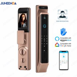 Control New TTLock APP 3D Face Recognition Smart Door Lock Camera Digital Fingerprint Password IC Card Code Keypad Electronic Door Lock