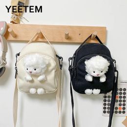 Shoulder Bags Boolar Korean The Cartoon Lamb Girl Student 2024 Autumn Winter Fashion Canvas Messenger Bag Cute Soft Mini Handbag
