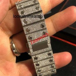 Luxury Watch Top Square Nuova versione Scheletro Scheletro Moissanite Diamonds Silver Watch Test Quartz Movimento Full Ice Full Ice