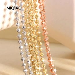 Necklaces MIQIAO 925 Sterling Silver Italian Necklaces For Women Jewelry Ball Diamond Cutting Chain Female Necklace Long 40 45 50 55 60CM