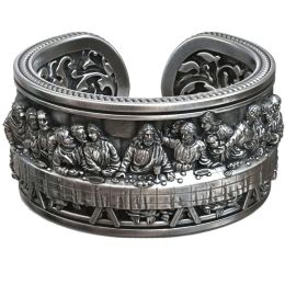 Rings 13g Jesus Christ The Last Supper Leonardo Pattern Religious Artistic Relief Rings 925 Solid Sterling Silver Many Sizes 6.513.5