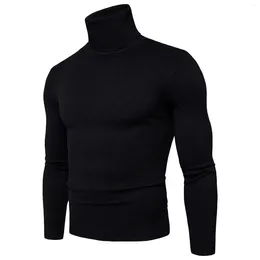 Men's Sweaters Mens Autumn And Winter Solid Soft Turtleneck Sweater Flexibility Color Close Fitting Top Slim Overcoat
