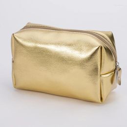 Cosmetic Bags Women's Bag Portable Golden PU Leather Makeup Case Design Large Capacity Travel Wash Pouch Toiletry Organizer Purse
