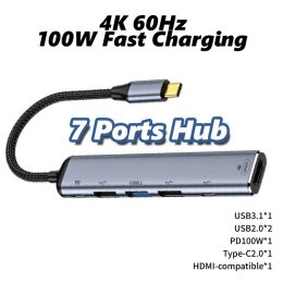 Hubs RYRA HDMI Typec PD 100W USB 3.1 Hub High Speed Docking Station OTG Adapter USBC Computer For PC Computer Accessories Multiport
