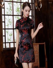 Casual Dresses Sexy Glod Chinese Women Dragon Mini Qipao Traditional Satin Cheongsam Vestidos Dress S M L XL XXL XXXL 4XL 5XL 6XL8805024