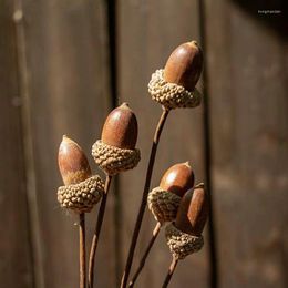 Decorative Flowers 5PCS Mini Acorn Branch Flower Christmas Artificial For DIY Holiday Decoration Crafting Home House Kitchen Decor