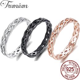 Rings Trumium 4mm s925 Sterling Silver Celtic Knot Eternity Rings for Women Simple Weave Engagement Wedding Band Trendy Fine Jewellery